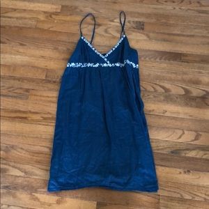 Embroidered Blue Sun Dress - Size M